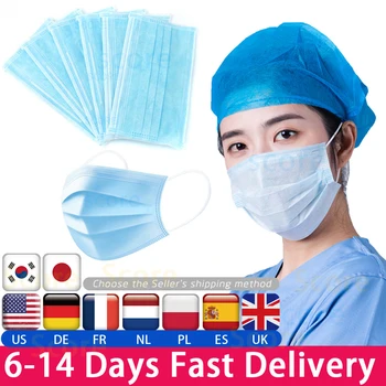 

Fast Delivery Hot Sale 3-layer Mask 50pcs Face Mouth Masks Non Woven Disposable Anti-Dust Meltblown Cloth Masks Earloops Masks