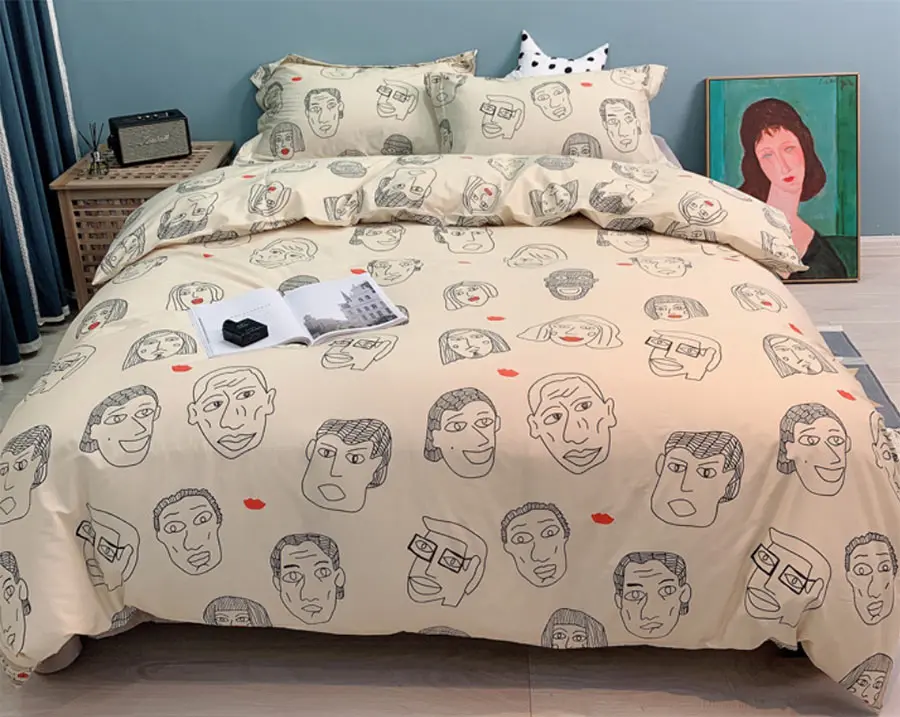 

Cute cartoon orange bedding set adult teen child,full queen king cotton double home textile bed sheet pillow case quilt cover