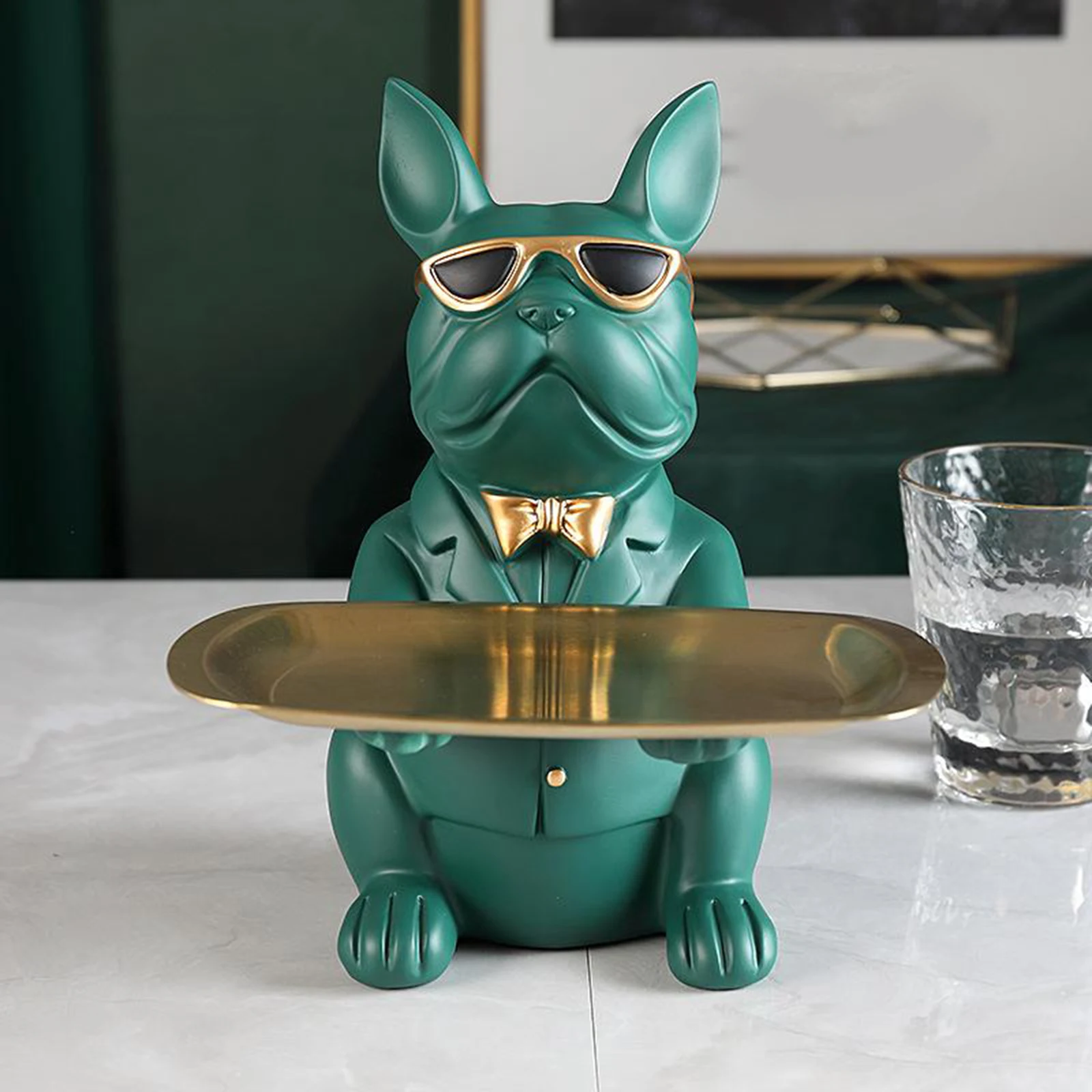 Cool Dog Figurine Bulldog Shape Tray Coin Bank Home Decoration Ornament Resin Cool Dog Figurine Bulldog Shape Tray Coin Bank Home Decoration Ornament Resin
