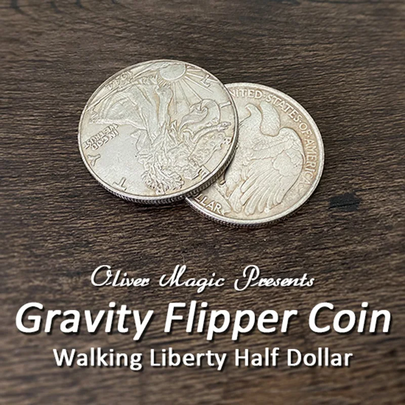 Gravity Flipper Coin ( Walking Liberty Half Dollar ) Magic Tricks Special Magnetic Butterfly Coin Money Magic Accessories Stage