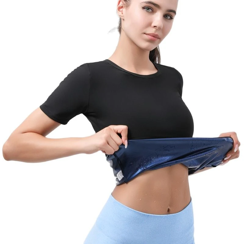 Sauna Suit for Women Weight Loss Short Sleeve Sauna Shirt Sweat Vest Fitness Slimming Body Shaper Waist Trainer Vest Workout best tummy control shapewear