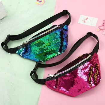 

Local stock Sequins Waist Bags Women Belt Bags Fanny Packs Bum Bag Phone Zipper Waist Pouch 2019 New