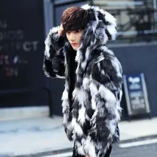 Новинка зимы, мужской искусственный мех, сохраняющий тепло, с капюшоном, плюш, кожа, молодежная мода