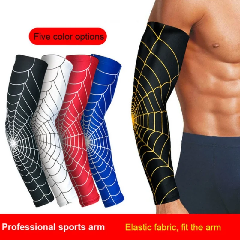 

1Pcs UV Protection Running Cycling Arm Warmers Spider Net Printed Arm Sleeves Bike Arm Covers Golf Sports Elbow Pads