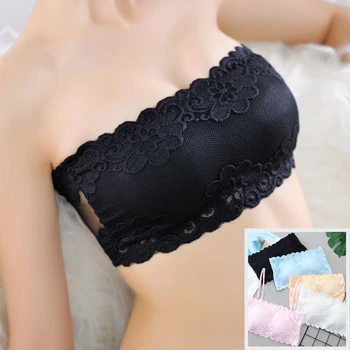 

1PC New high quality Solid One Size Lace Floral Full Cup Bras Strapless Wire Free Wrapped Chest Female Bras With Straps
