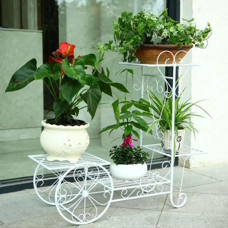 European New Iron 4 Layers Flower Stand Indoor Multi-story Flower Stand Rack Floor-standing Balcony Flower Pot Shelves