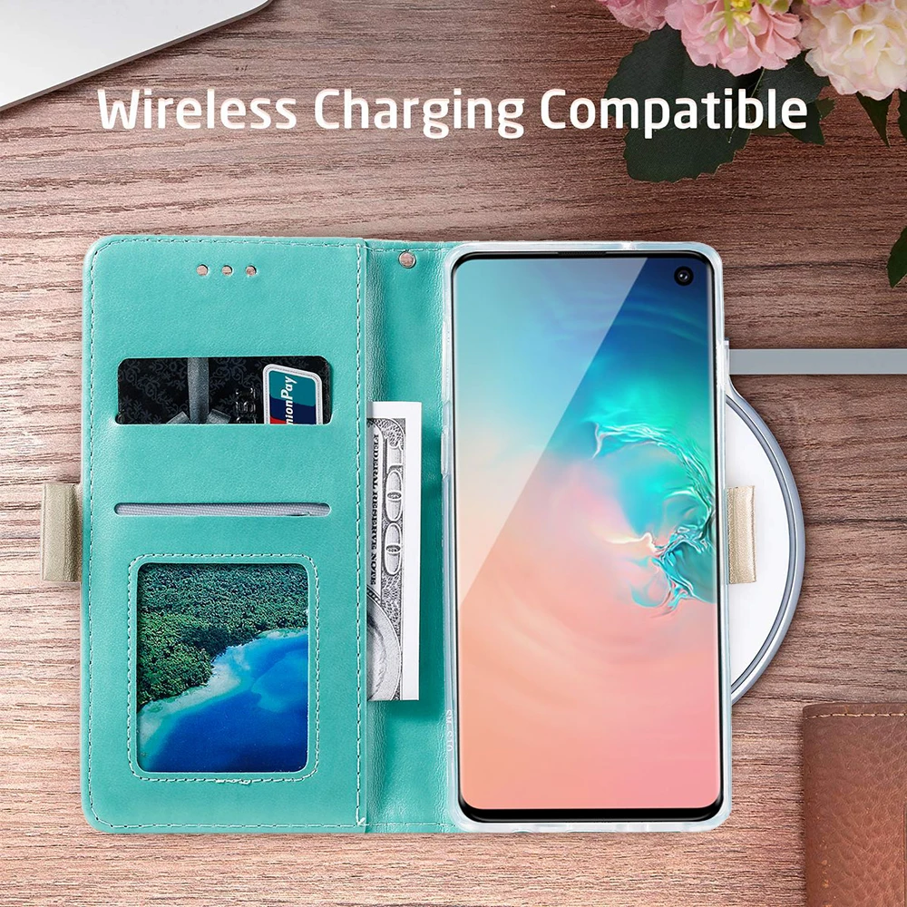Кожаный чехол-кошелек LAPOPNUT для samsung Galaxy J6 Plus J4 A6 A7 A8 A20 A20e A40 A50 A30 с цветочным кружевом на молнии