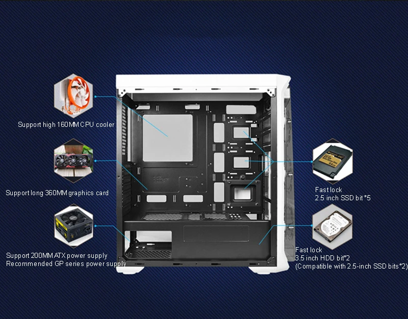 465*205*502 мм diy игровой компьютер PC чехол акриловый полносторонний прозрачный ATX вертикальный охлаждающий корпус для воды gamer gabinete computador