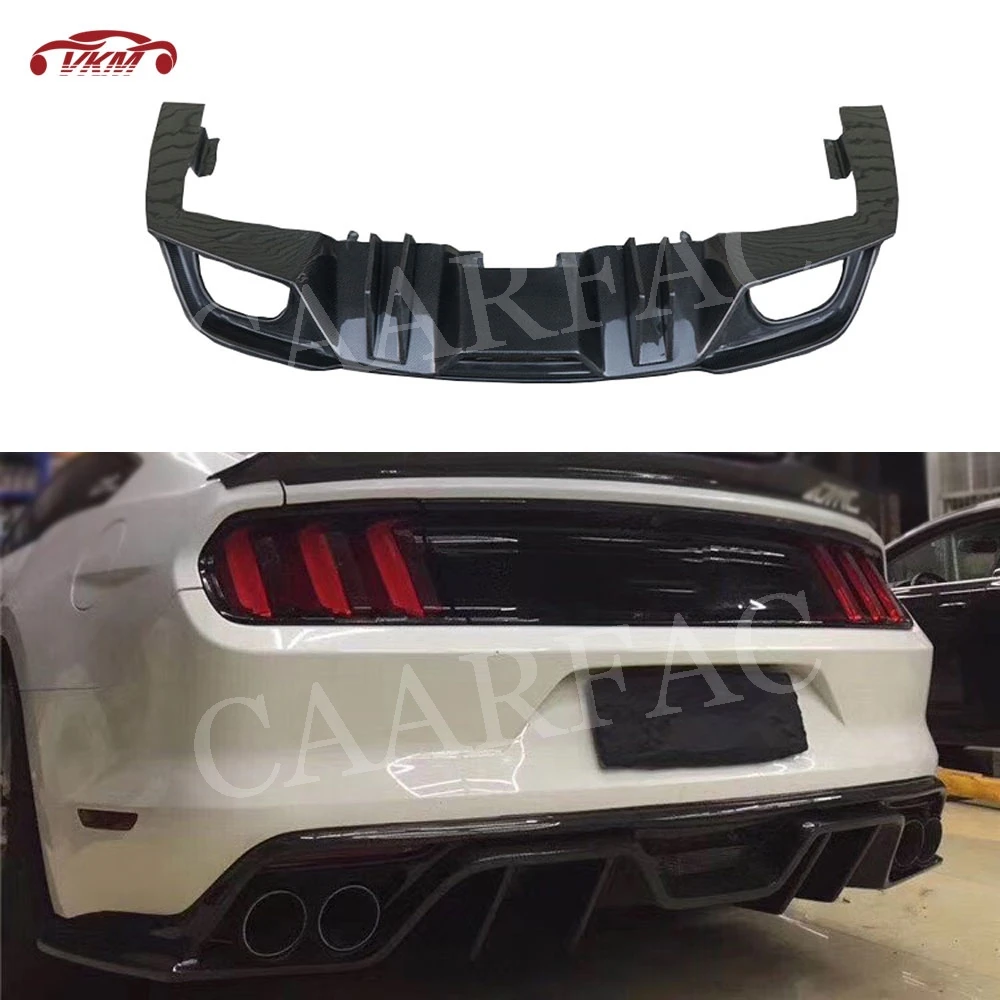 For Mustang Carbon Fiber Rear Bumper Lip Diffuser Spoiler for Ford Mustang 2015 2016 2017 2018 2019 Rear Hugger Diffuser