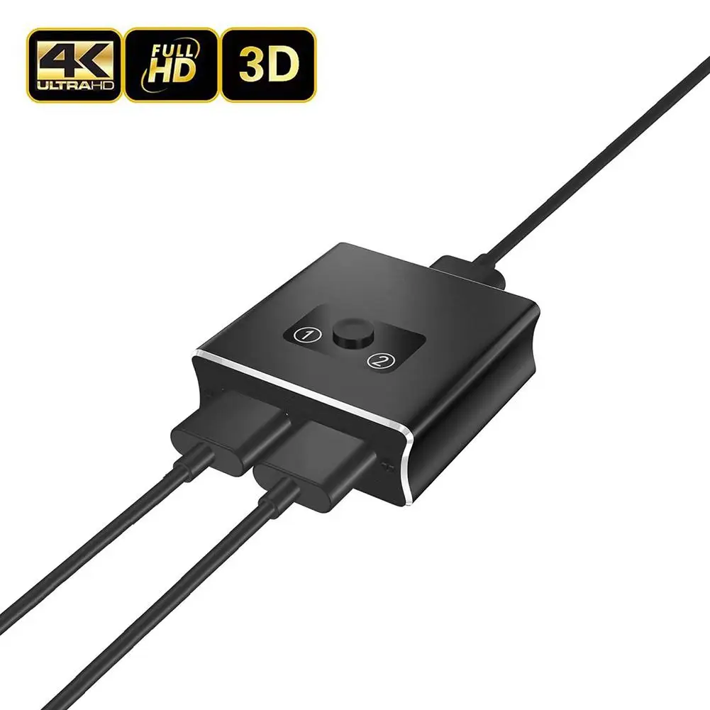 HDMI коммутатор 4K Алюминиевый сплав обновленный двунаправленный 1 в 2 или