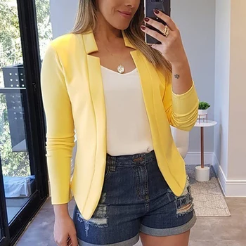 

Plus Size S-5XL Women Autumn Solid Slim Long Sleeve Casual Business Suits Office Ladies European Style Elegant Blazers SJ4505Y