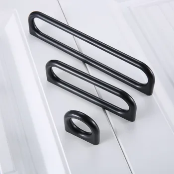 Black Handle Single Ring Pull Alloy Knob Modern style Simple 3296160mm Cupboard Shoe Cabinet Drawer Door Bathroom Kitchen