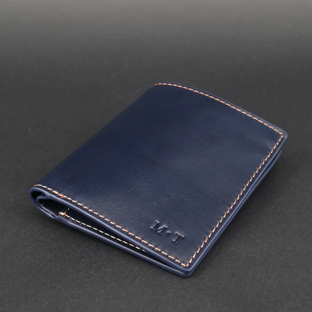 Роскошная RFID тонкая кожаная сумка для монет с растительным дублением мужчин