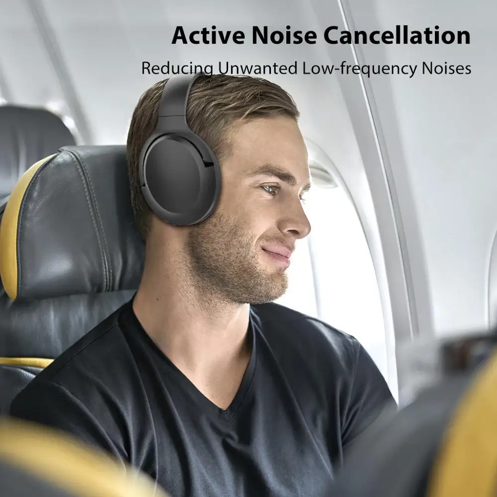 Avantree Aria Bluetooth Active Noise Cancelling Headphones with Boom Mic for PC Computer Phone Call Good Sound Headphones