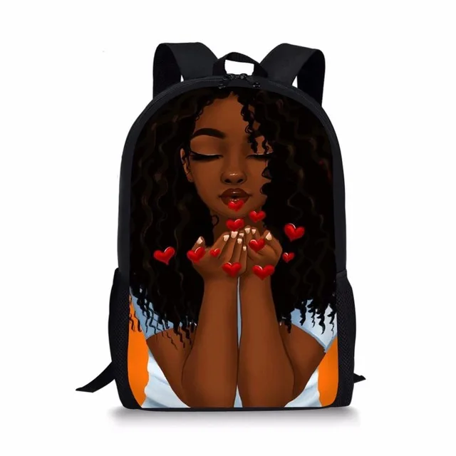 Koko Кот афро леди рюкзак африканская красавица принцесса печать школьная сумка для детей основной ортопедический Рюкзак Bookbag - Цвет: S1