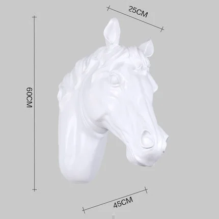 Белый Креативная имитация лошади головная фигурка украшение стены 3D животное Смола лошадь искусство скульптура домашний Настенный декор R2673 - Цвет: Белый