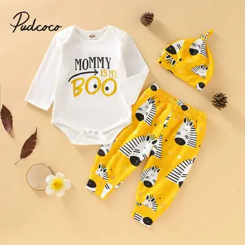

pudcoco Spring Cartoon Zebra Baby Girls Bodysuits Long Sleeve Baby Girls Jumpsuit Mommy Letter Baby Boys Clothes 0-18 Months