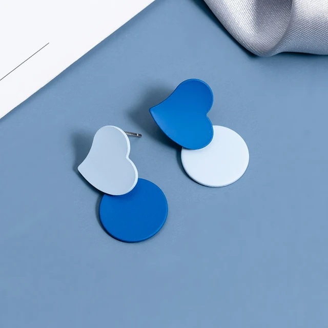 BLINLA 2021 New Korean Blue Geometric Acrylic Earrings for Women Fashion Bohemian Round Drop Earrings Party Brincos Jewelry Giuy Type 967