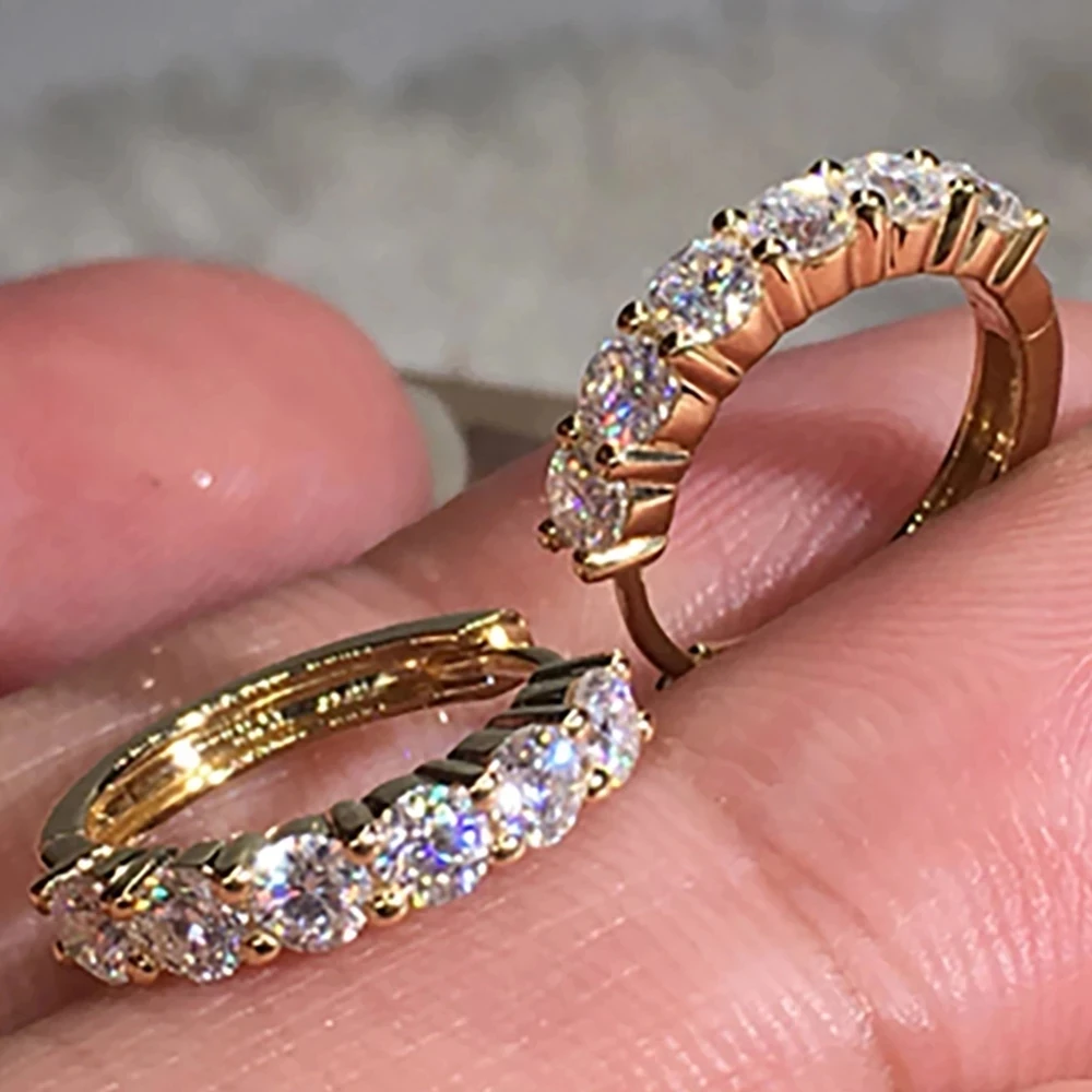 

Серьги из желтого золота 14 к Au585, DVVS Муассанит Бриллианты 0,1 карат, каждый круглый подарок на свадьбу, вечеринку, помолвку