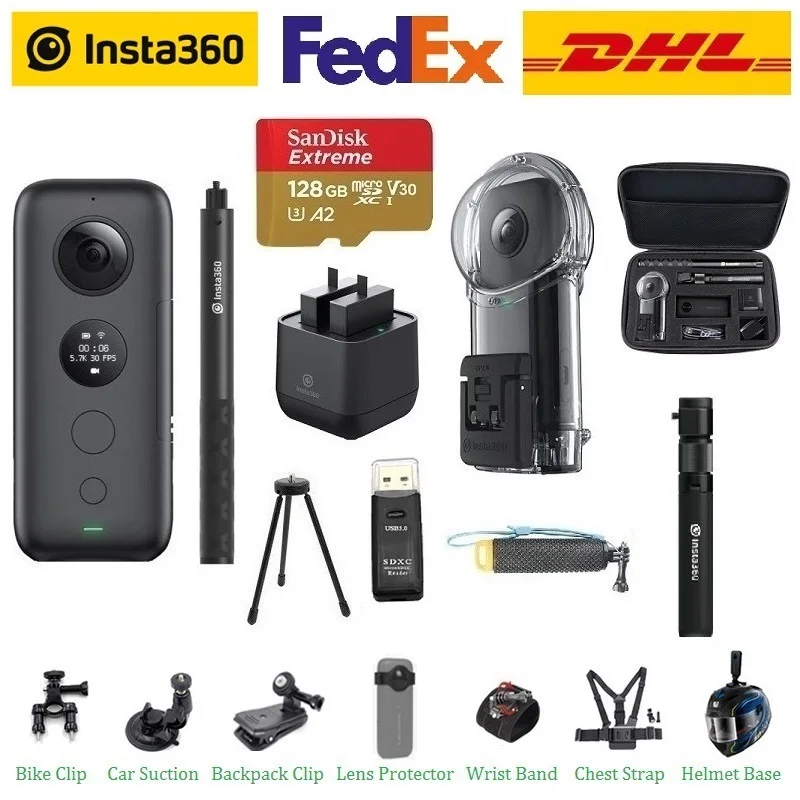 Экшн камера Insta360 ONE X VR 360 панорамная для IPhone и Android 5 7 K видео с батареей Venture