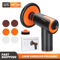 Mini polisseuse sans fil pour voiture, Machine à polir sans fil avec brosse, charge rapide, outils de détail de voiture portables 