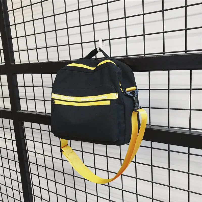 

2019 New Style College Style Canvas Commuter Bag Hong Kong Style Contrast Color Men And Women Celebrity Style One-Shoulder Obliq