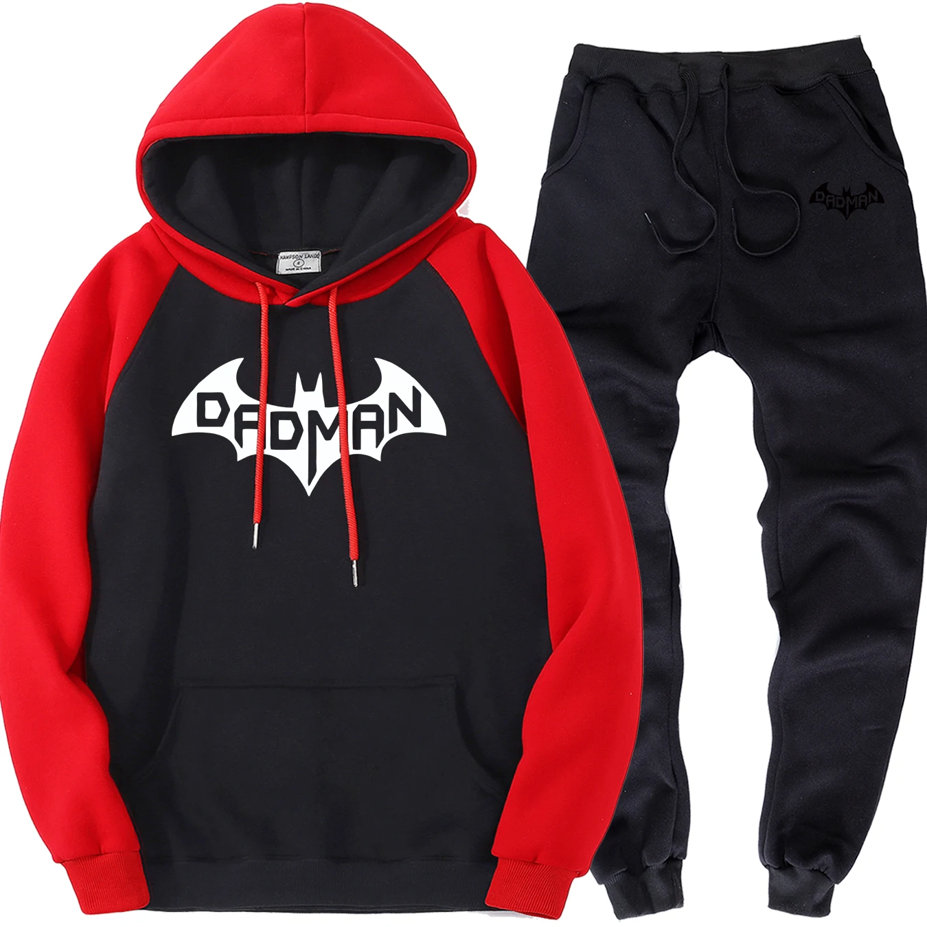red black 5 Стиль, Мужской флисовый спортивный костюм BADMAN, уличная одежда Harajuku, комплекты одежды, Осенние Флисовые спортивные брюки, реглан, толстовки для мужчин - Цвет: red black 5