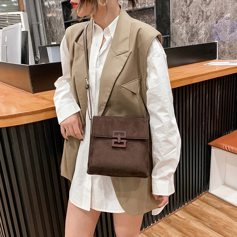 Suede Crossbody Bags for Women 2020 Classic Texture tote handBag Portable Flap Lock Handbag Leisure Shoulder Bag Bolsas De Mujer |