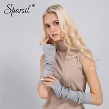 Sparsil, женские осенние кашемировые вязаные перчатки длиной до локтя, одноцветные мягкие перчатки без пальцев 40 см, длинные теплые рукавицы handschoe Femal