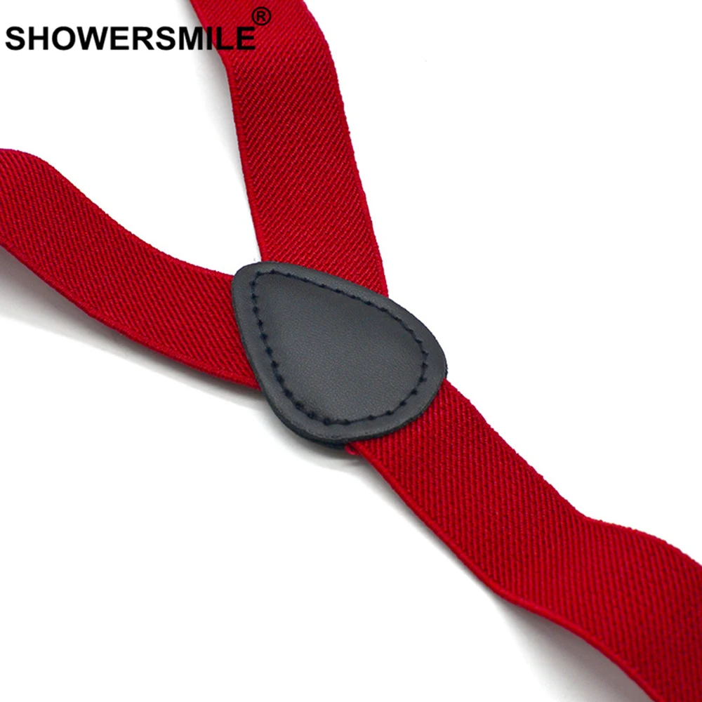 SHOWERSMILE красные подтяжки мужские классические для брюк ремень с Y образной спинкой