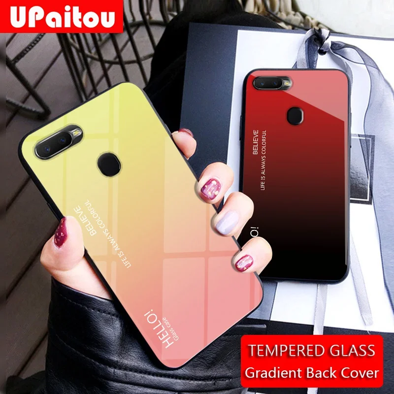 UPaitou Tempered Glass Case for OPPO F11 Pro A9 A9X A7 AX7 AX5 A5S AX5S A3S A3 Cover Realme 3 X Lite Soft Edge Gradient |
