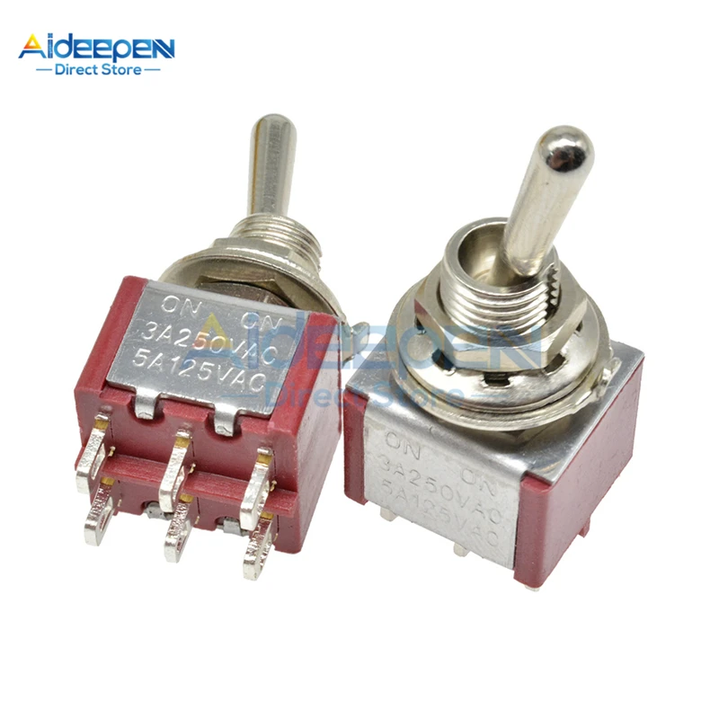 MTS-102/103/202/203/302/303/402/403/123/223 Mini Toggle Switch 125V/6A 250V/3A 3/6/12 Pin 2/3 Position Copper/Silver Contact - Цвет: 202 13x11.5MM Silver