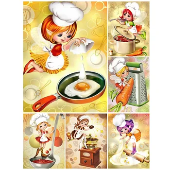 

Full Square Diamond Embroidery Crafts Lovely Cook Girl Mosaic Picture of Rhinestones Decor 5D Diy Diamond Painting Cross stitch