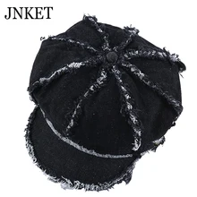 JNKET, весенне-летний берет, повседневная восьмиугольная кепка, Женская плоская кепка, Ретро стиль, джинсовая кепка Newsboy, хлопковая кепка, берет, кепка, Casquette