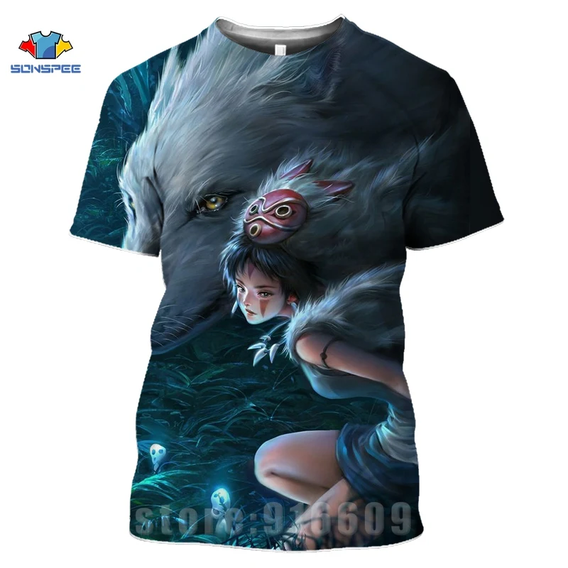 Anime Princess Mononoke T shirts 3D Print Cartoon T shirt Men's Streetwear Women Fashion T-shirt Harajuku Shirts Homme T-shirt (8)