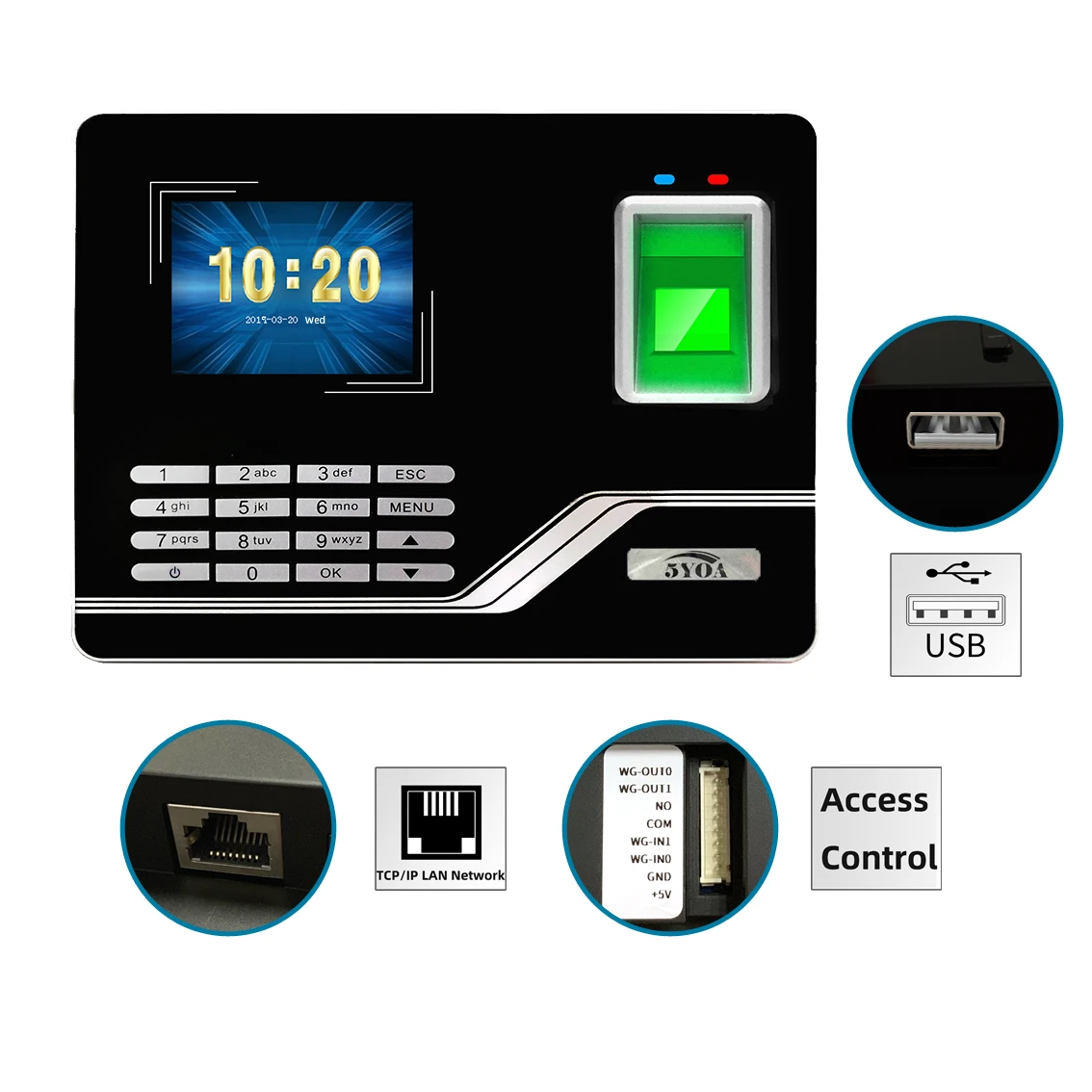 Fingerprint Biometrics Time Attendance System Machine Password Recorder Employee 