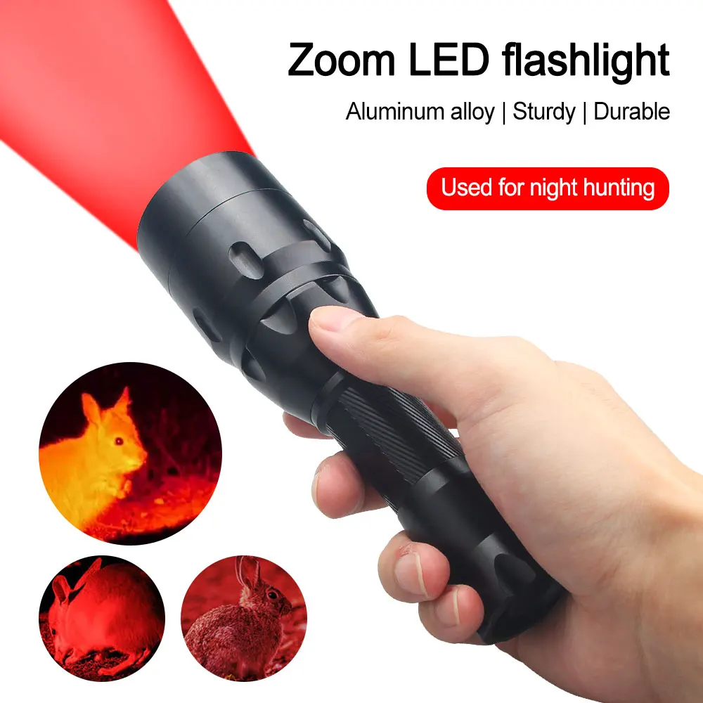 Zoomable LED Hunting Lanterna, tocha impermeável, branco, vermelho, verde, pesca, Camping Light, lanterna com visão noturna IR, 500 Yard