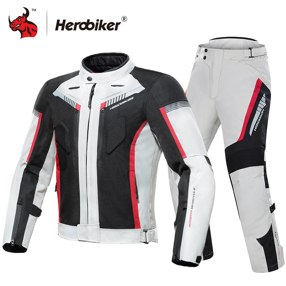 HEROBIKER Winter Waterproof Motorcycle Jacket Men Riding Racing Moto Jacket Body Armor Protection Motocross Jacket With Linner