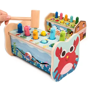 

Children Playing Hamster Game Toys Wood Hammering Ball Box for Early Learning Give Children Best Enlightenment Toy Gift
