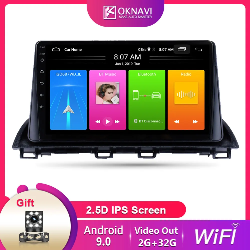 

9 inch Android 9.0 Car Multimedia Radio Player For Mazda 3 Axela 2014-2017 GPS Navigation Video Out Stereo BT Head Unit No DVD