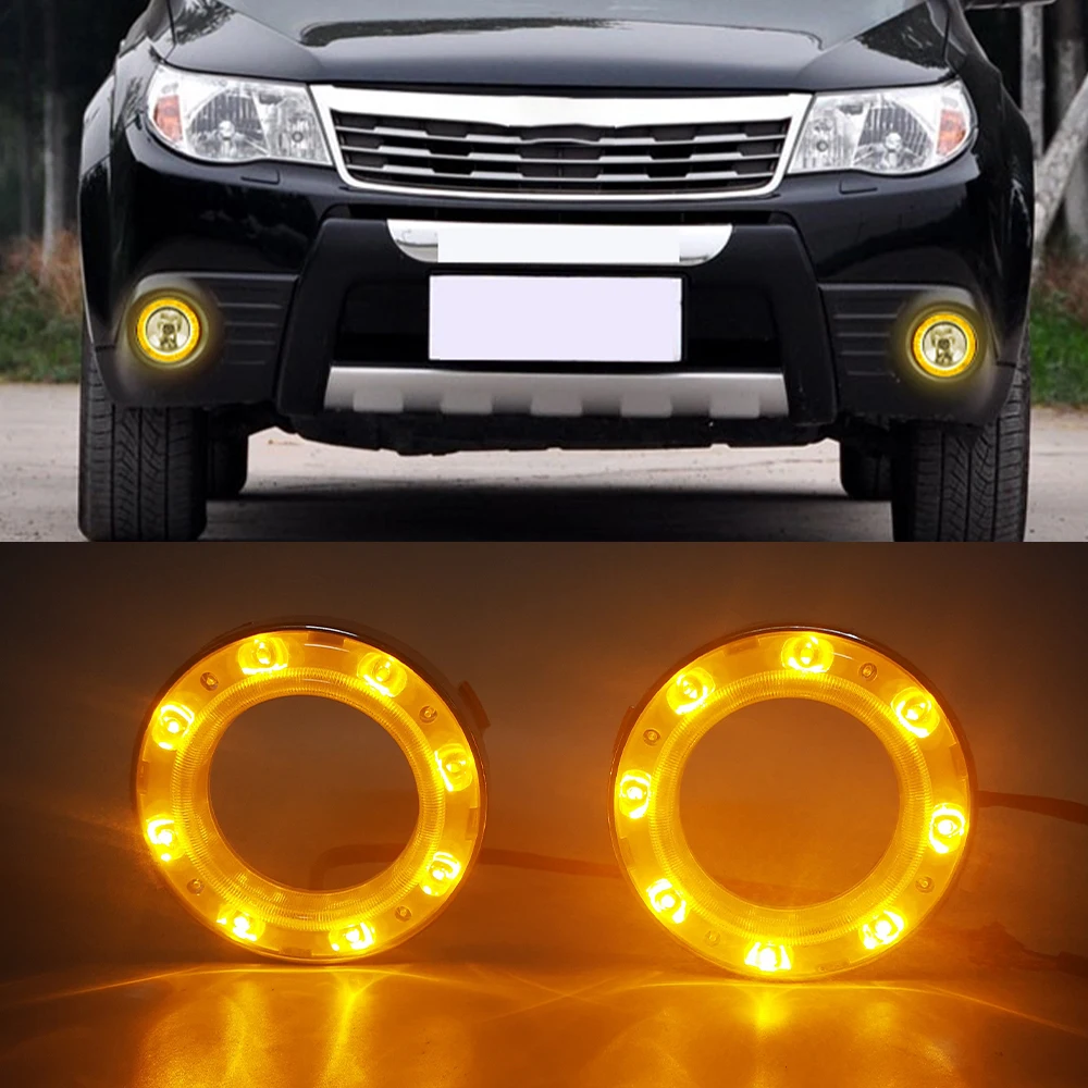 2PCS Auto Led drl daytime running light yellow turn signals For lamp