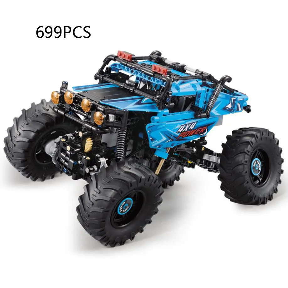 테크니컬 몬스터 버기 4x4 픽업 트럭 빌딩 블록, 리모컨 차량 벽돌 장난감, RC카, 조명 컬렉션 포함, 2.4GHz