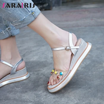 

SARAIRIS Platform Wedges Casual Daily Brand Sandals Women 2020 Mixed Color Designer Sandals Ladies Rivet Shoes