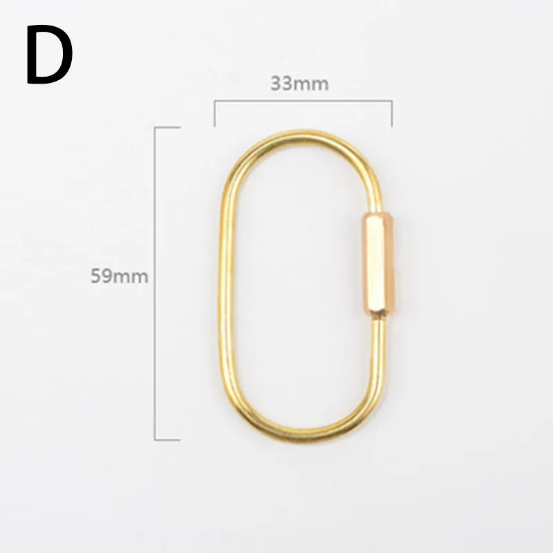 Brass Keychain With Lock D Key Chain Golden Camping Carabiner