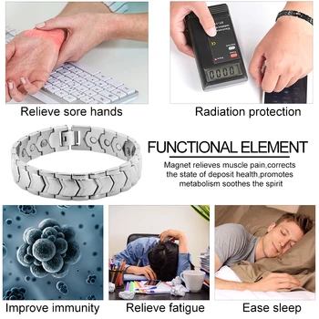 Healthy Magnetic Bracelet For Man 316L Stainless Steel Mens Link Bio Therapy Energy Jewelry And Relieve Arthritis Pain Gift 5