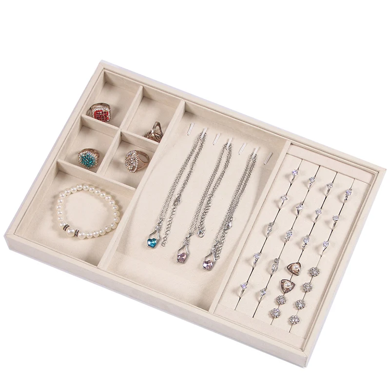 2020 Suede Nap Fabric Velvet Back Jewelry Box Ring Necklace Pendant Bracelet Earring Organizer Tray Stuff Jewellery Storage Box