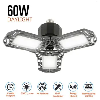 

72 LED High Bay Ceiling Lights E26 60W Deformable Garage Interior Lighting Lights Industrial Lamp For Workshop Shop