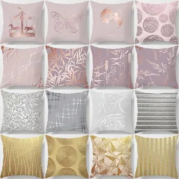 

Mling 1PC 45x45cm Pillow Case Cover Plaid Geometric Color New Polyester Printed Peach Suede Pillowcase Home