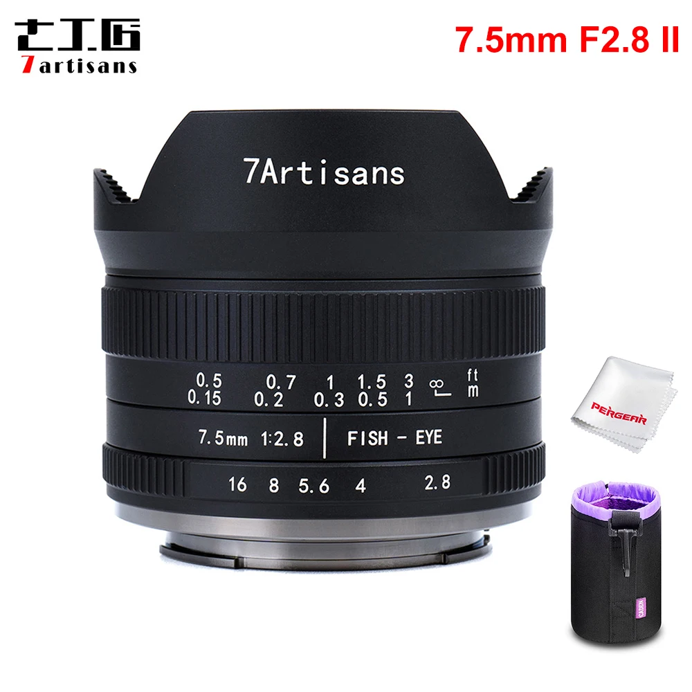 7artisans 7.5mm F2.8 II V2.0 APS-C Format Fisheye Lens with 190° Angle of View for Sony E Fuji Nikon Z M4/3 Mirrorless Camera