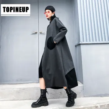 

Dress Women Casual Long Sleeve soft and comfortable Loose Pocket Large size Dress Hooded long knee-length dress